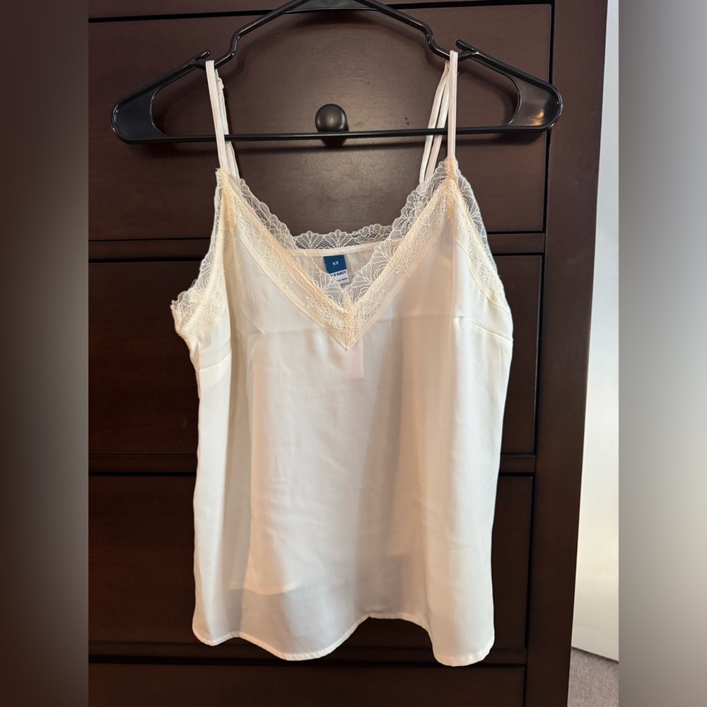 Old Navy Cream Lace Trim Top